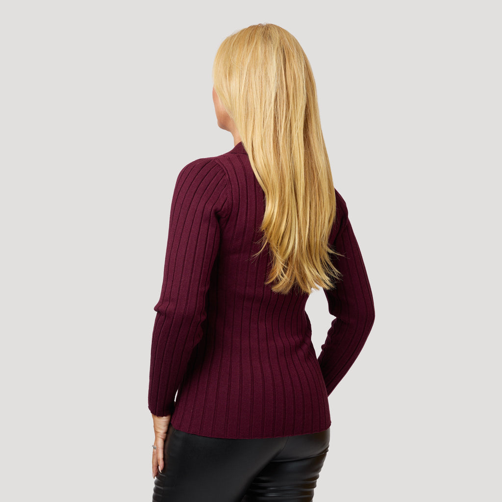 Tina stickad tröja - Vinröd