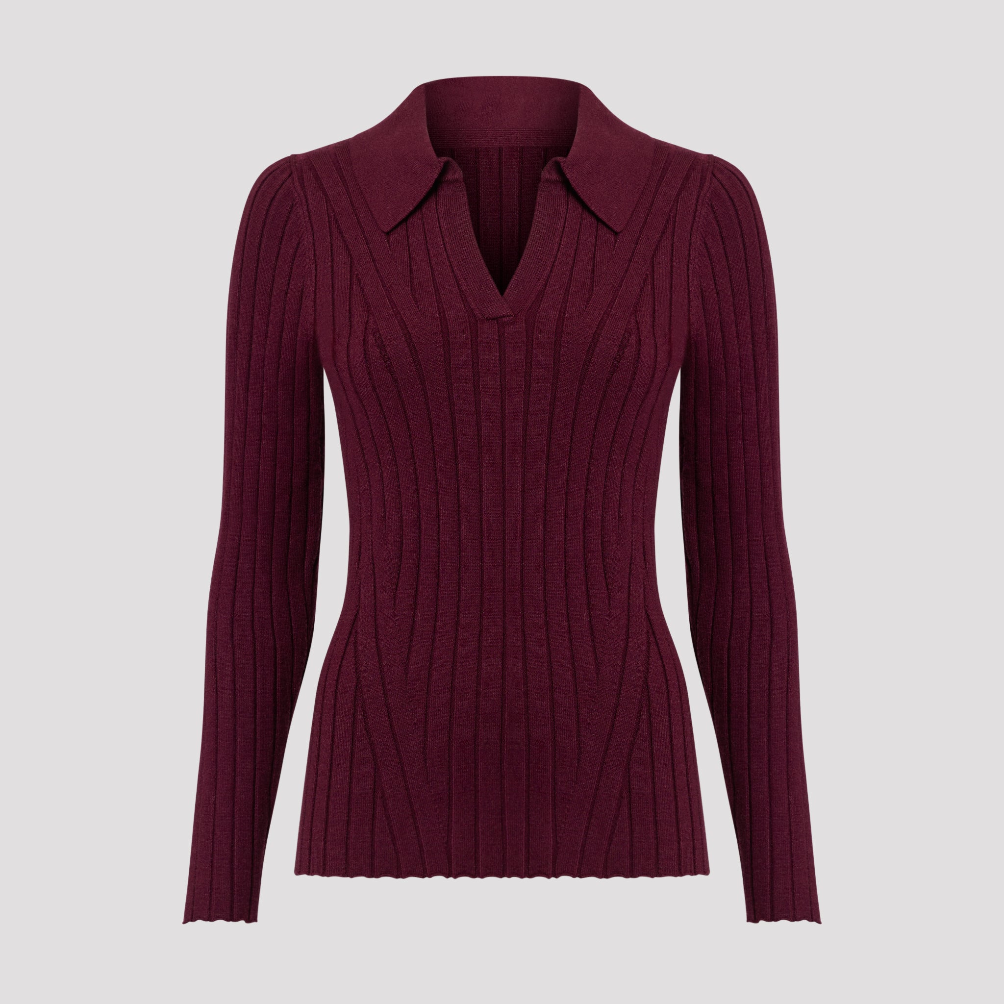 Tina stickad tröja - Vinröd