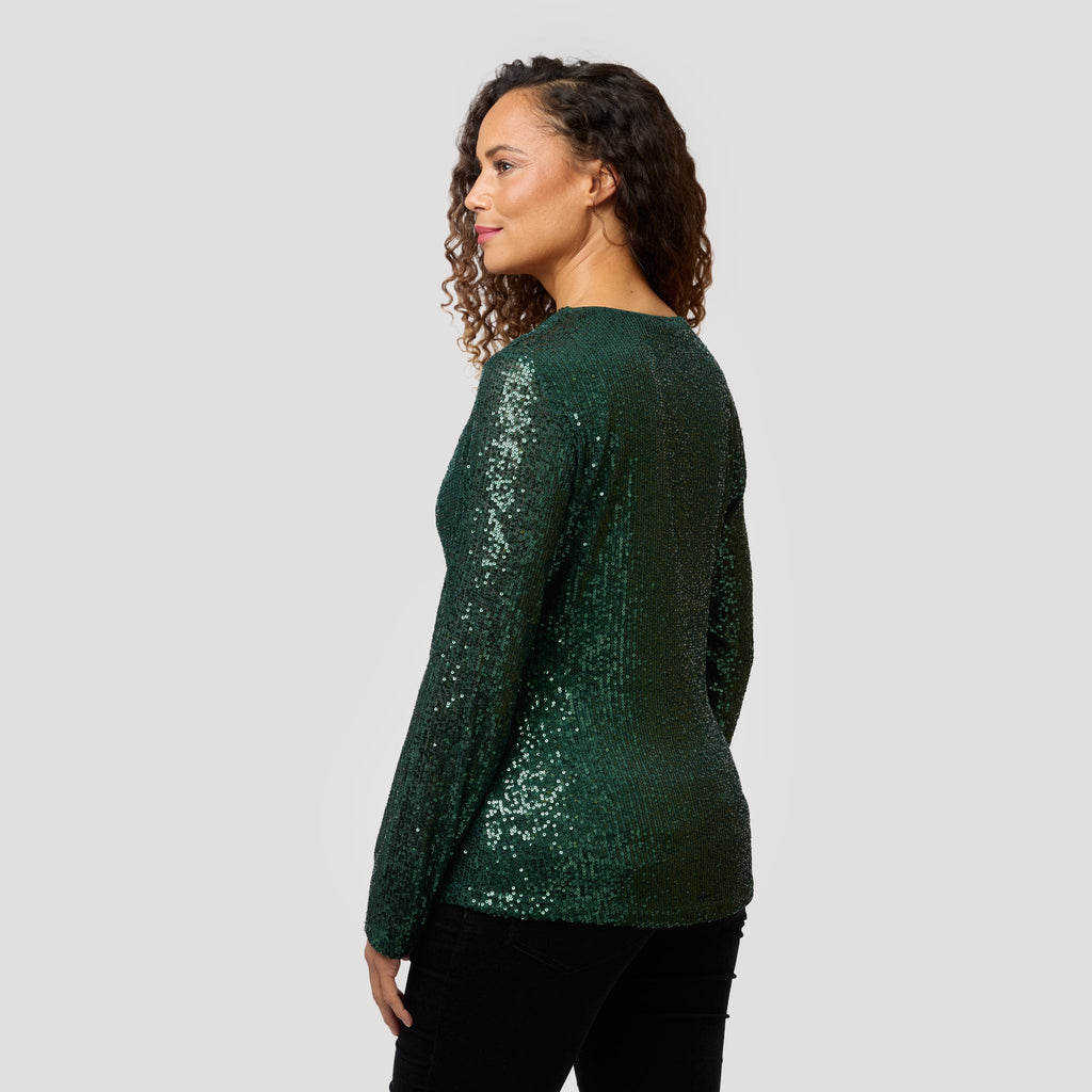 Willow paljettblus – Mörkgrön