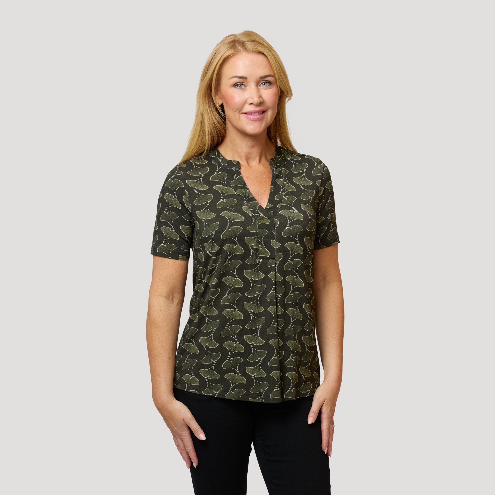 Ylva topp - Grönmönstrad