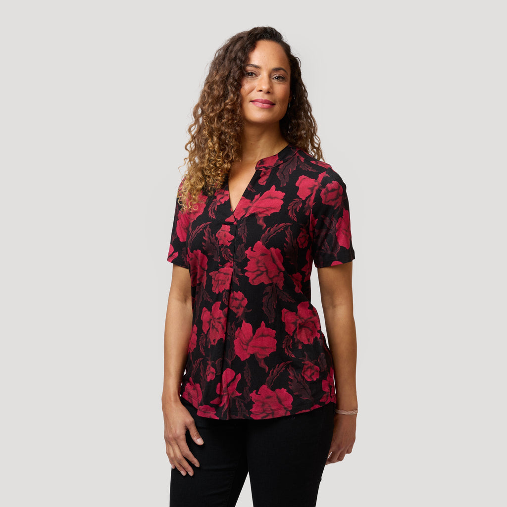 Ylva-top – Svart blommönster