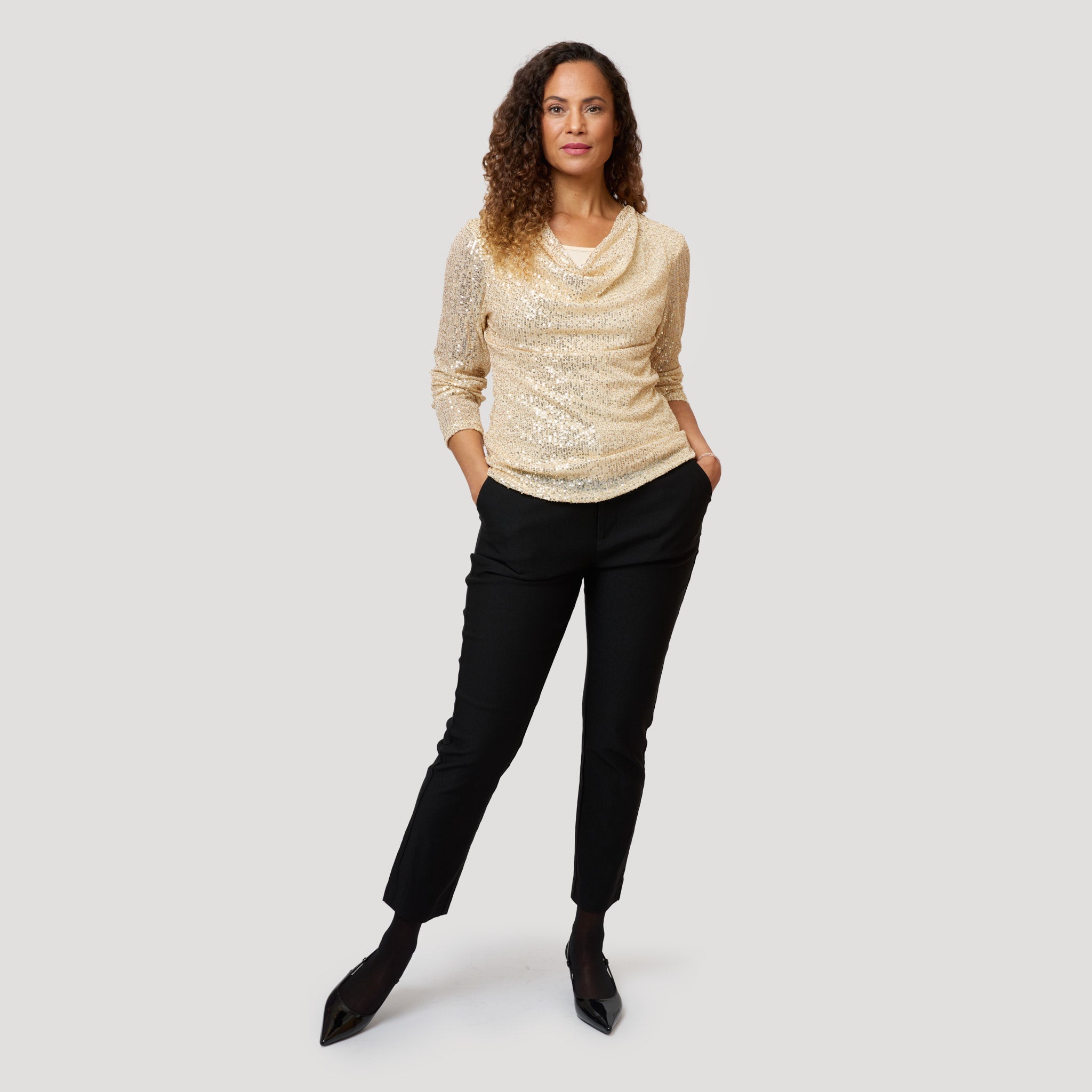 Willow paljettblus – Beige