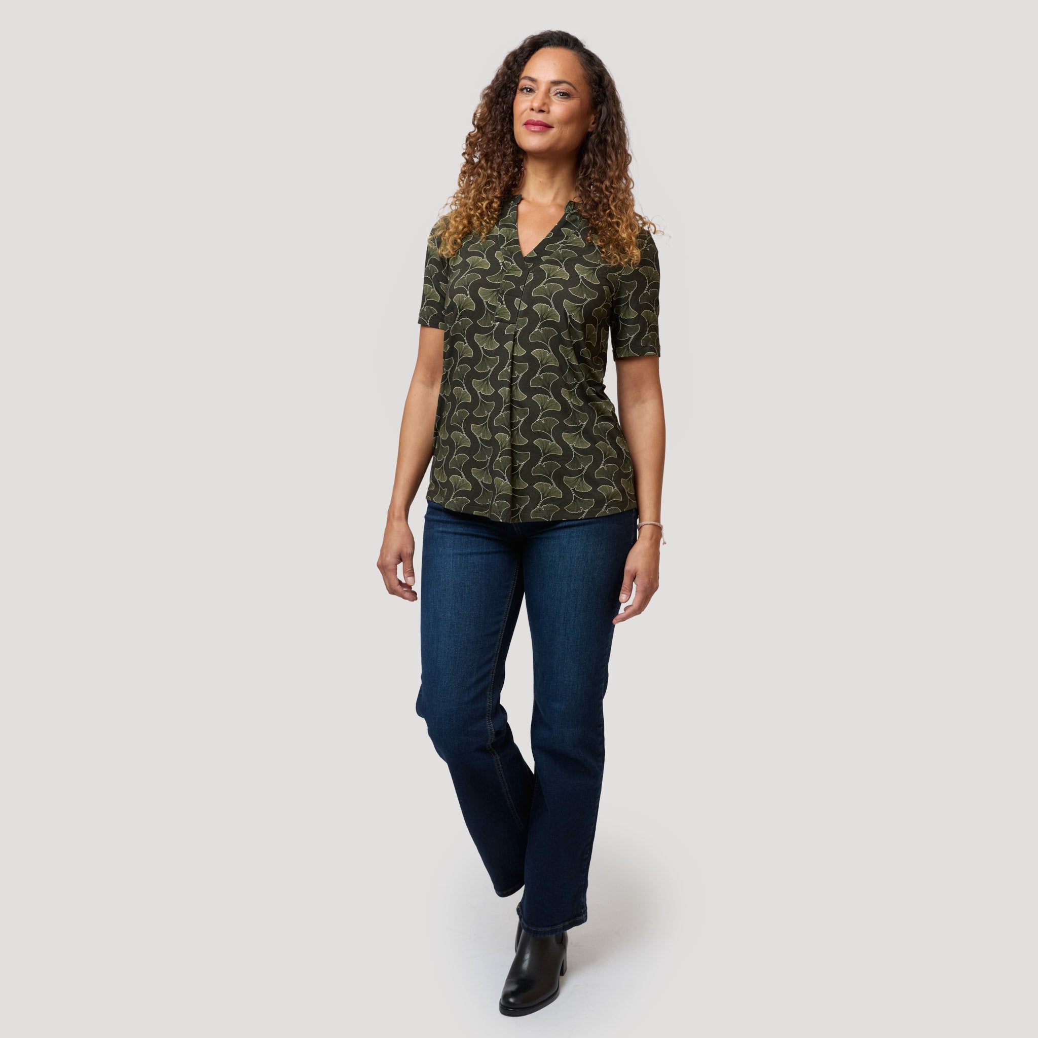 Ylva topp - Grönmönstrad